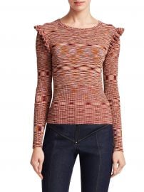 Salma Space Dye Ruffle Shoulder Knit Top at Saks Fifth Avenue